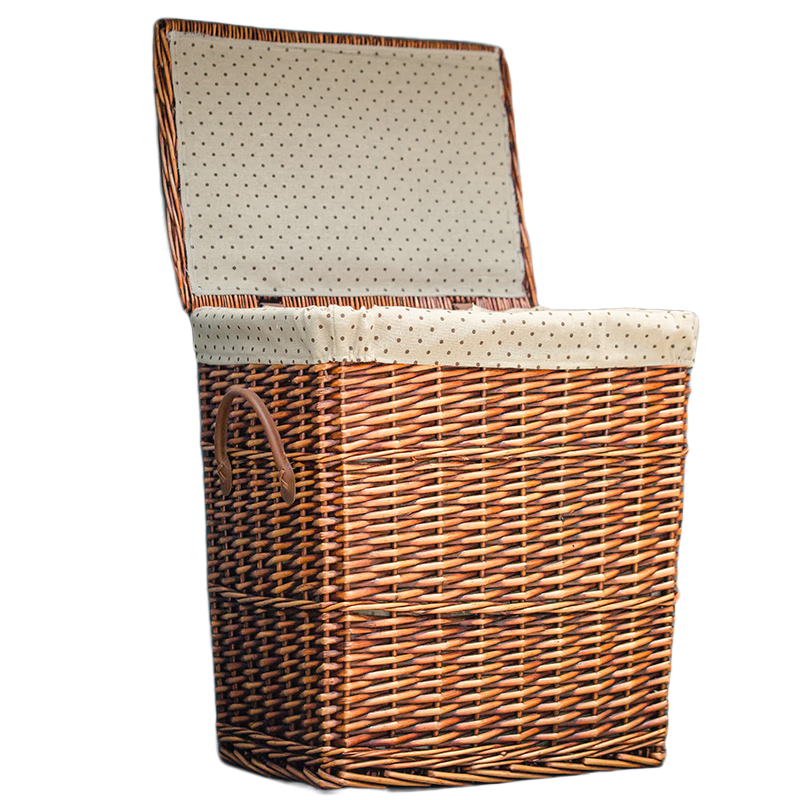 金柳 臟衣籃簍收納筐藤編有蓋儲(chǔ)物收納 棕磨光 一套