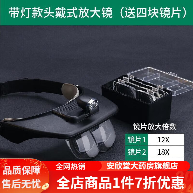 头戴式放大镜眼镜修表医用手术高清维修用电路板雕刻老人专用头灯