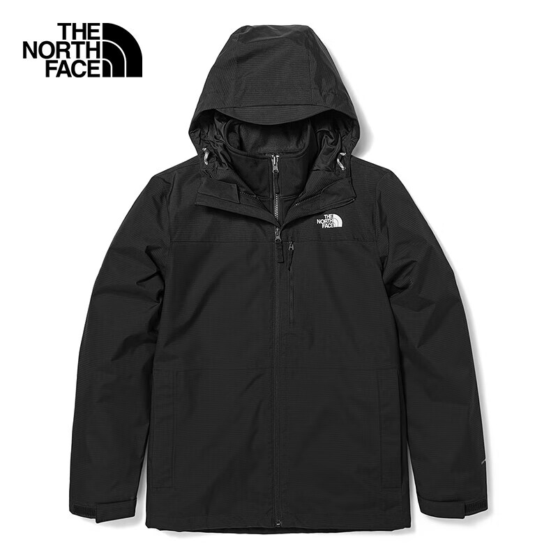 北面三合一冲锋衣The North Face(TNF)户外防风防泼水男款经典软壳外套 81RO JK3/黑色