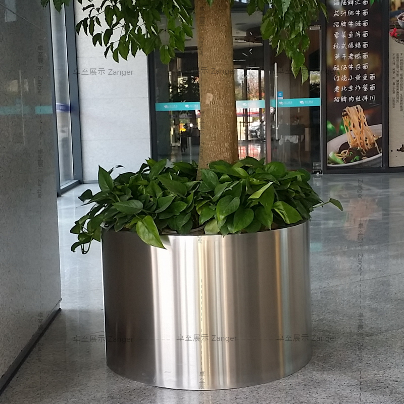 戶外高檔圓筒酒店商場廣場售樓處組合不銹鋼園藝花缽 花箱 花盆 25*25 小
