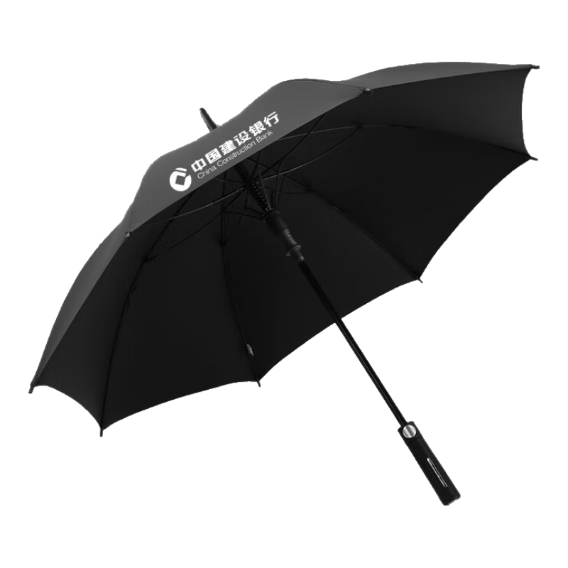 藍(lán)雨（LANYU）雨傘定制印logo廣告?zhèn)阌喿鼍频旮叨松虅?wù)傘活動開業(yè)長柄傘禮品訂制 黑膠鍍金手柄加大纖維款#黑色
