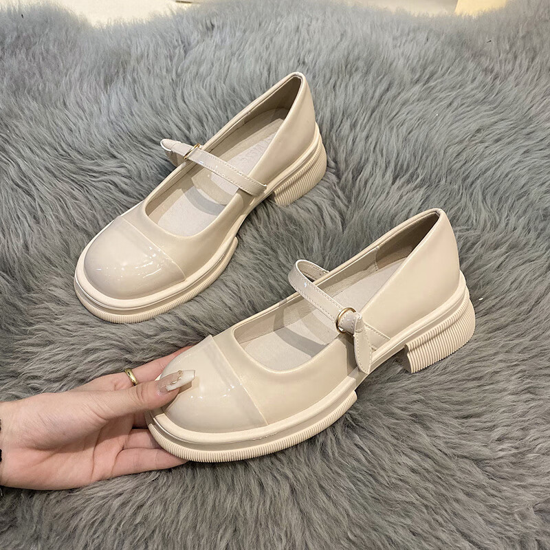 予愿百搭贝壳溶解鞋女士鞋少女生穿裙子搭配的皮鞋法式赫本风小皮鞋女