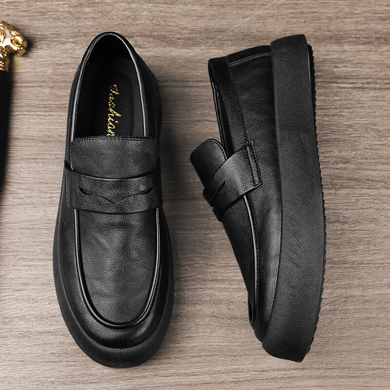 啄木鸟男鞋夏季透气软皮一脚蹬休闲皮鞋男士大头英伦风鞋子男款商务