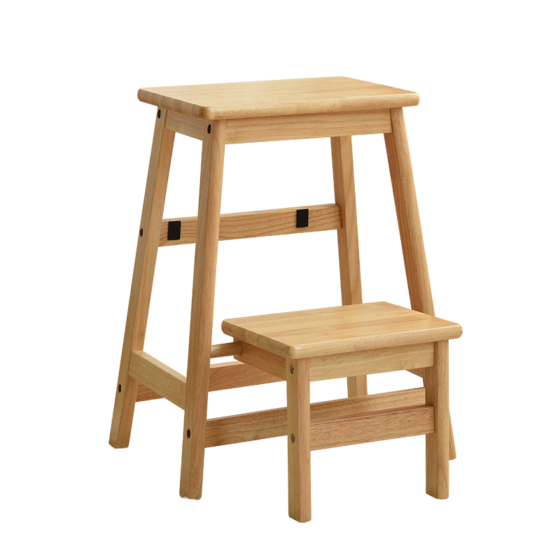 美林源 实木梯凳家用小户型可折叠凳子客厅创意高板凳登高取物多功能小凳子 实木梯凳--原木色