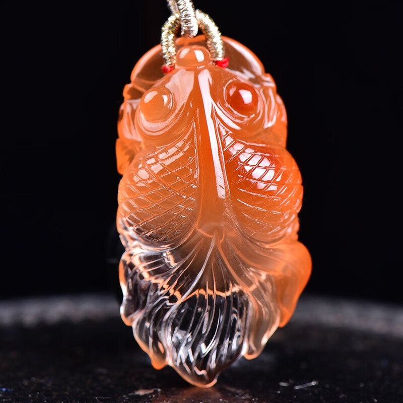 茂然红兔毛水晶金鱼吊坠年年有鱼水晶项链男女挂坠毛衣链