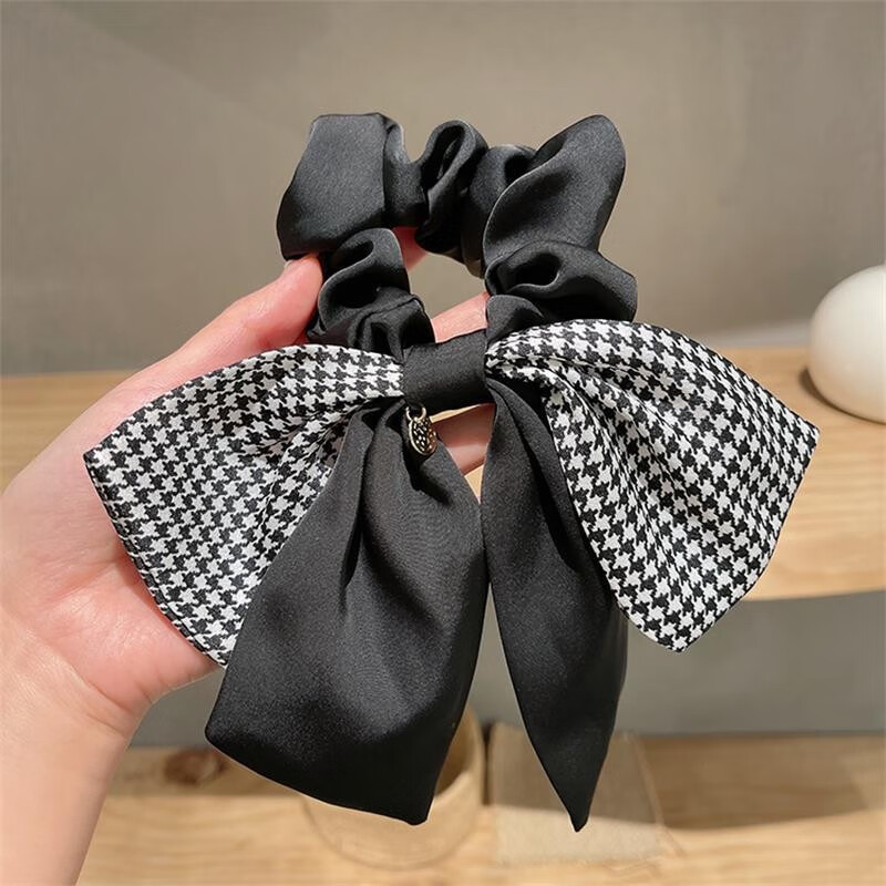 卓可可蝴蝶结飘带扎低马尾发饰女冬发绳头花高级感发圈发带高端头绳