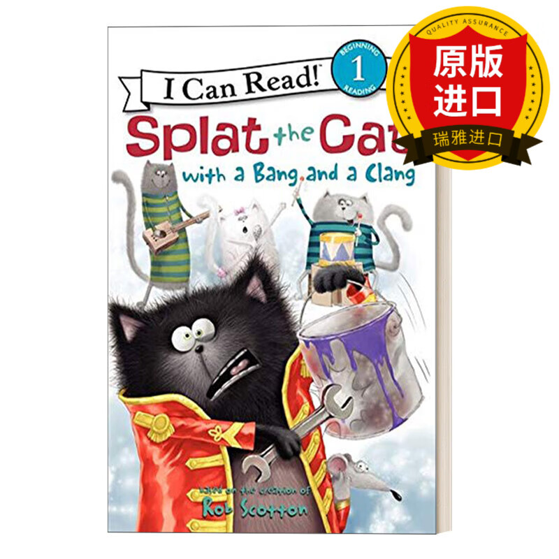 英文原版 splat the cat with a bang and a clang 啪嗒猫闹翻天 i