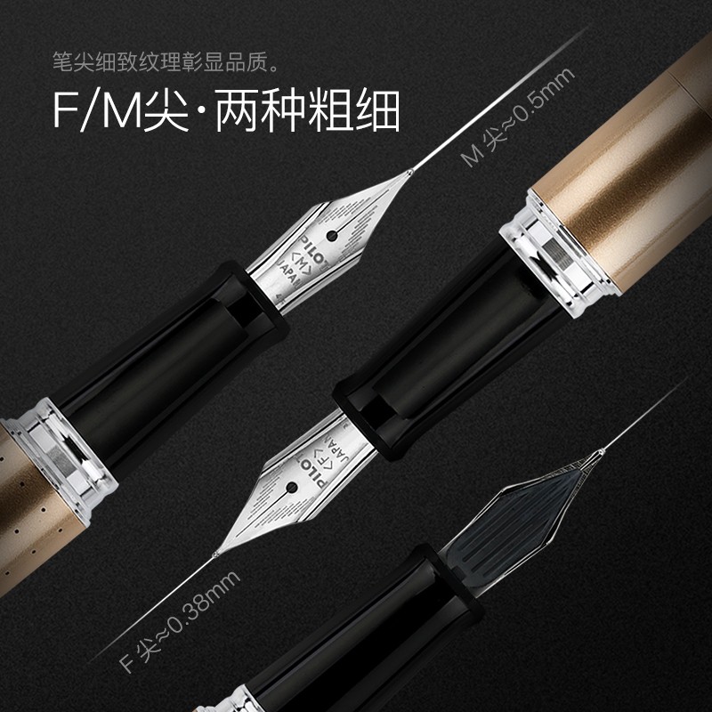 PILOT百乐【七夕礼物】88G动物纹金属笔杆学生钢笔男女商务办公送礼墨水礼盒套装可定制免费刻字 金色格纹(按压上墨器) F尖0.4-0.5MM日常书写