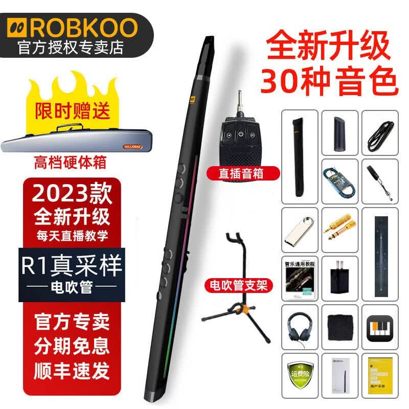 ROBKOO锣钹库R1真采样电吹管初学新手入门级智能乐器电子萨克斯笛子民乐 R1+标配+直插音箱属于什么档次？