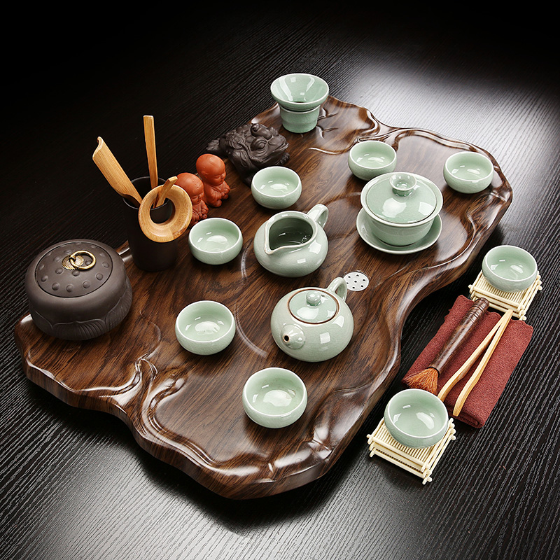 茶盘茶具套装家用小号紫砂泡茶实木茶台办公会客排水功夫茶海现代 04