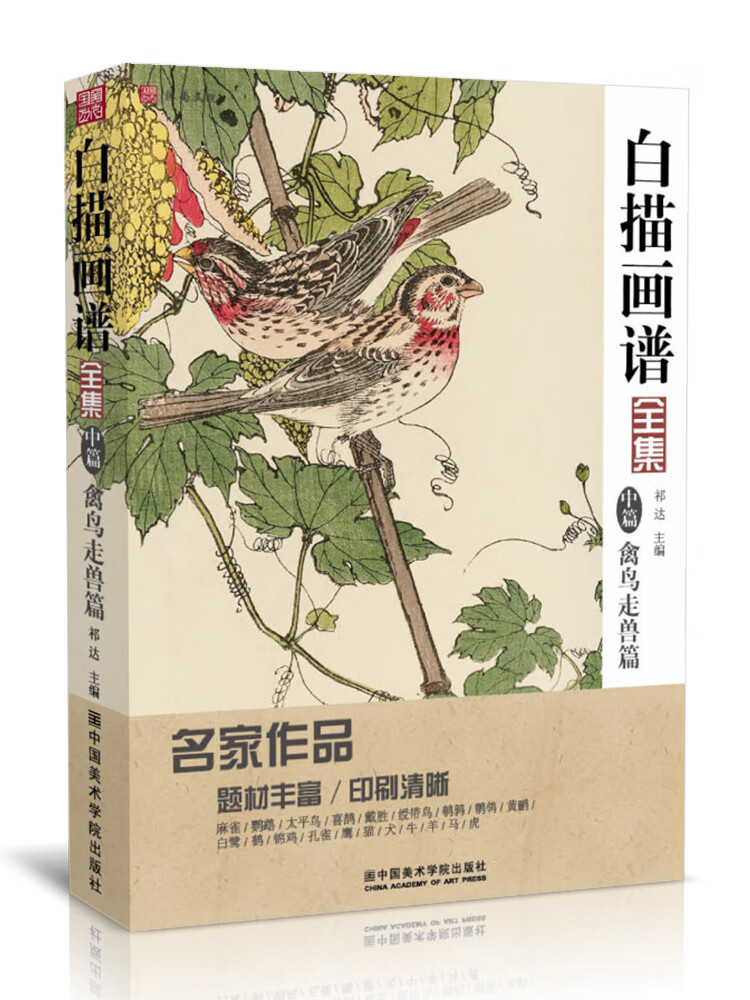 白描画谱全集中篇禽鸟走兽 中国画美术绘画勾线线稿临摹图谱写意画册