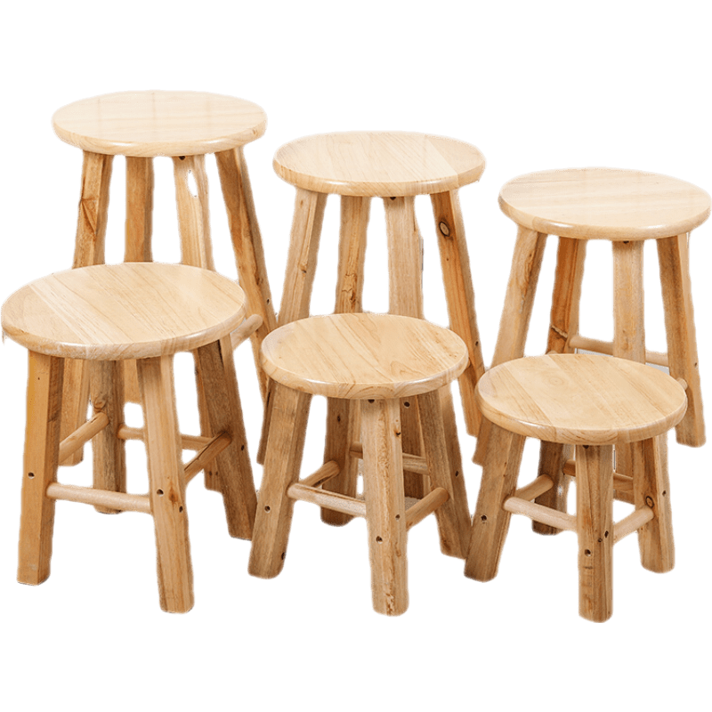 实木圆凳实木凳橡木凳子原木小板凳家用矮凳整装小圆凳换鞋凳可雕刻椅 原木色圆脚45CM(橡木)