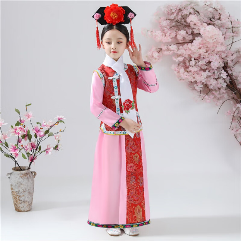 丘莱兔 儿童清朝古装格格服饰儿童格格服满族服装幼儿清朝宫廷公主有