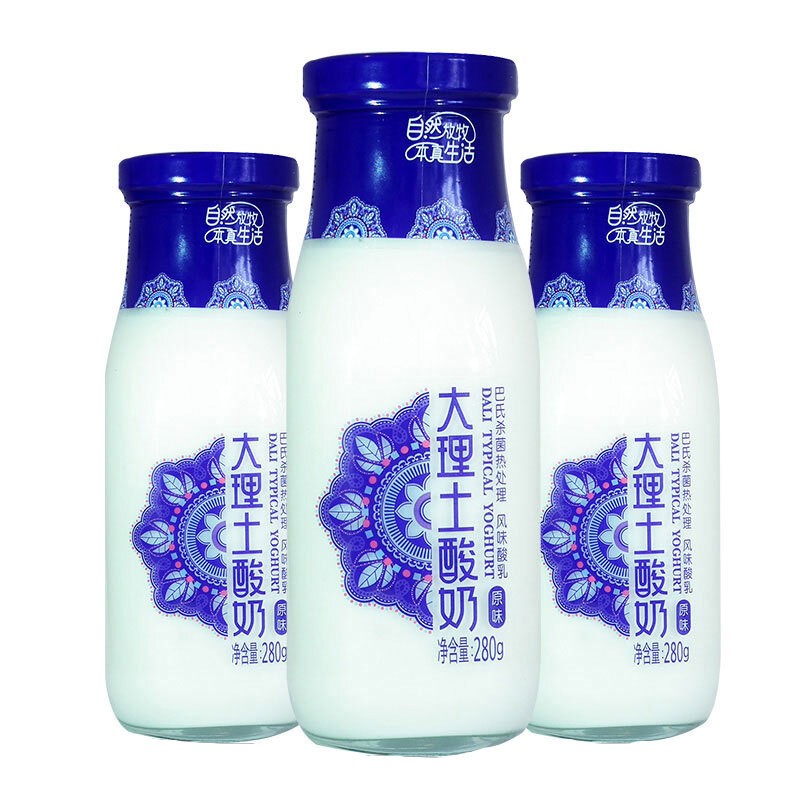 来思尔(lesson) 大理土酸奶常温酸奶原味280g*8瓶装 云南特产酸奶