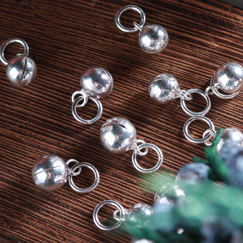 925银铃铛小铃铛圆铃铛光面会响串珠手链diy配件编织材料包挂件 5mm