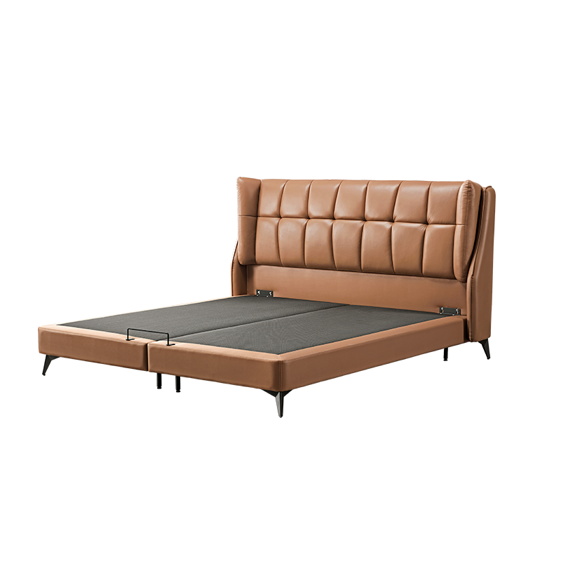 左右 意式真皮软床现代北欧简约轻奢婚床主卧家具1.5m1.8m情侣卧室大床DR091 单床（X2024黄色）   1800*2000cm