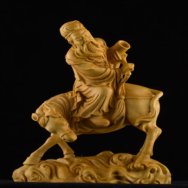 一木代传精品小叶黄杨木雕刻工艺品创意家居装饰品八仙人物张果老实木