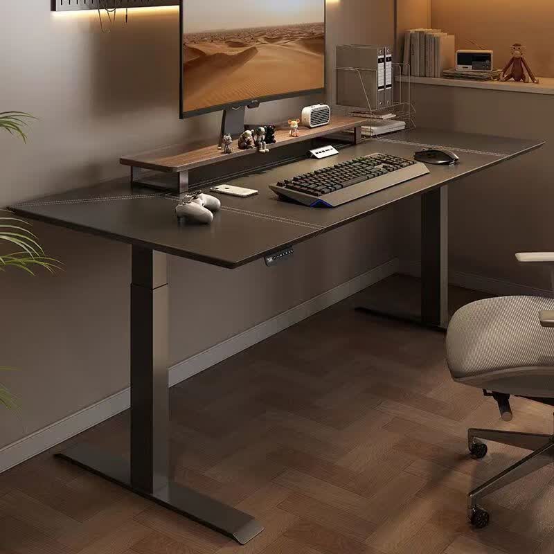 范缇思高品质电动升降桌马鞍皮桌面家用电脑学习桌办公桌书桌工作电竞