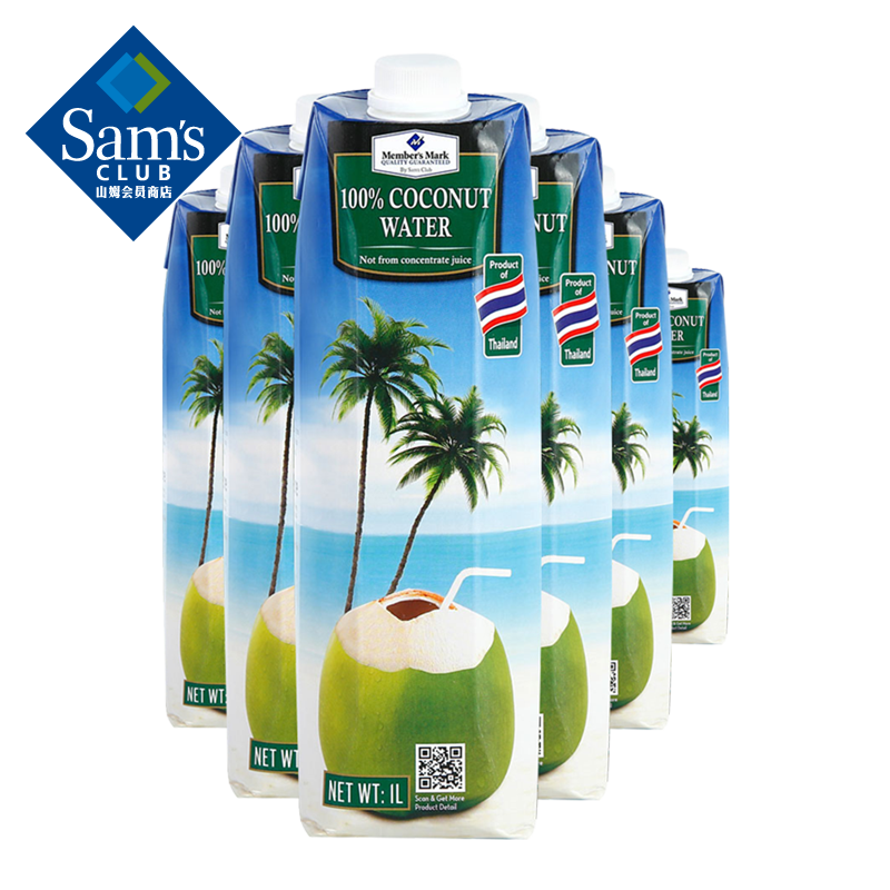 选择明智，尝遍口味——“Member'sMark”泰国进口椰子水1L*6支椰子汁饮料