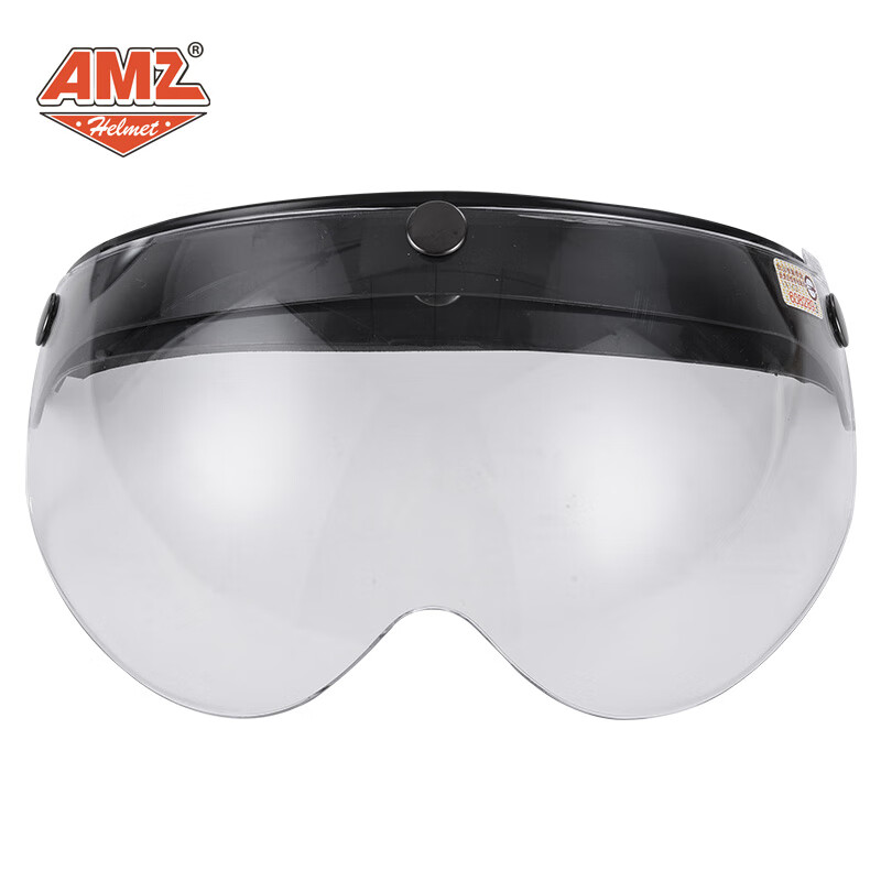 AMZ台湾复古三扣式通用W镜摩托车头盔半盔防风防晒镜面罩护目镜 透明