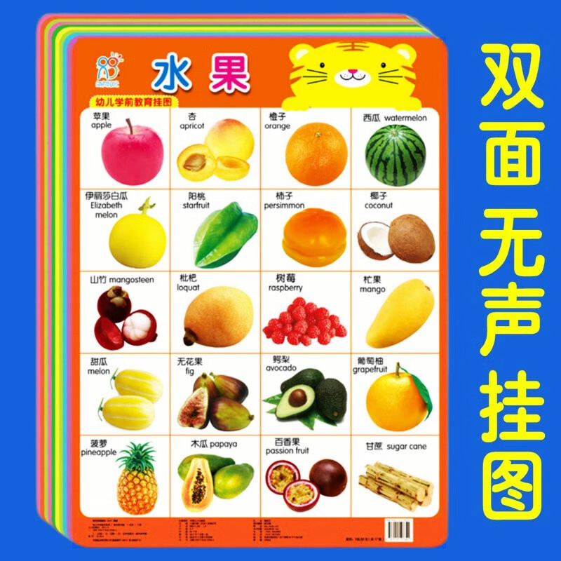 幼儿学前教育挂图0-3-6岁儿童早教图书籍启蒙大挂图宝宝认知动物水果蔬菜交通工具数字识字卡1岁2岁3岁三字经弟子规千字文挂画益智大卡