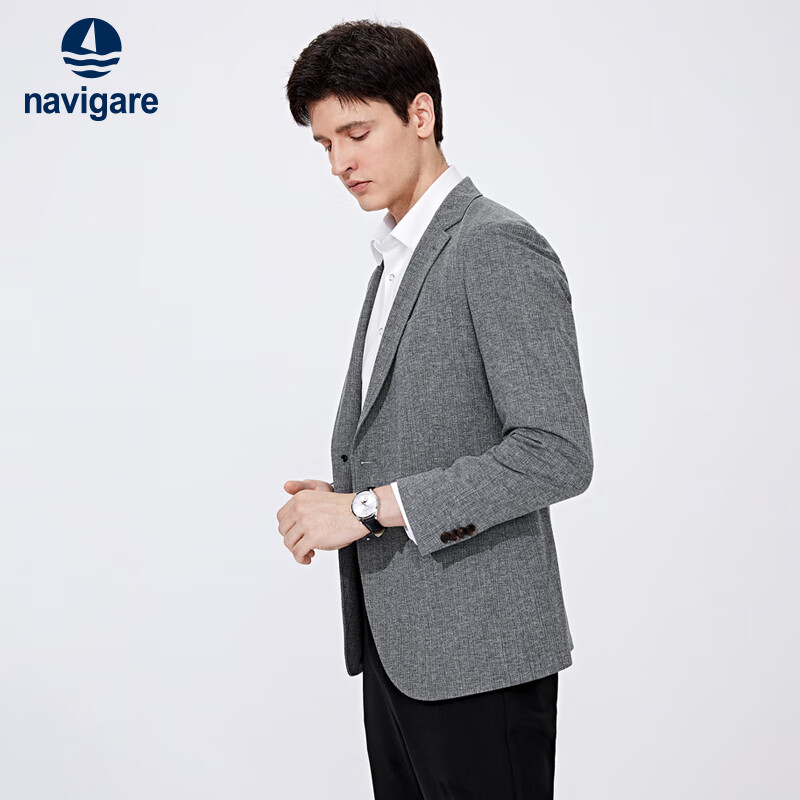 Navigare意大利小帆船男士休闲西服轻薄西装外套1311803504 烟灰 L/50 
