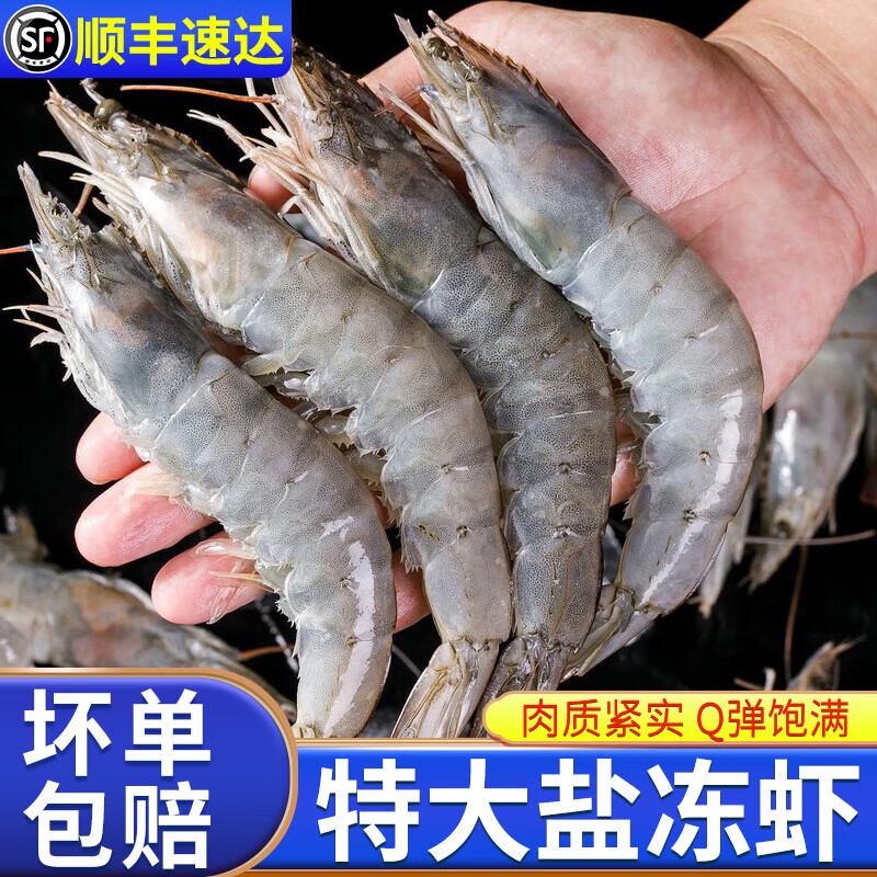 查威布尔新鲜盐冻大虾鲜活基围虾速冻海捕大虾海鲜水产 0.5斤