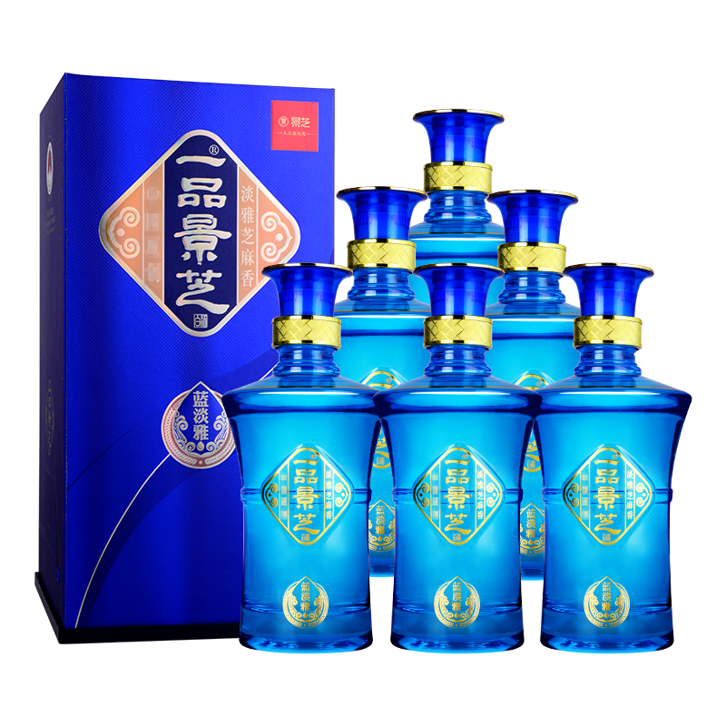 景芝【酒廠(chǎng)直發(fā)】一品景芝藍淡雅 芝麻香型 整箱白酒 52度 500mL 6瓶 整箱裝 藍淡雅