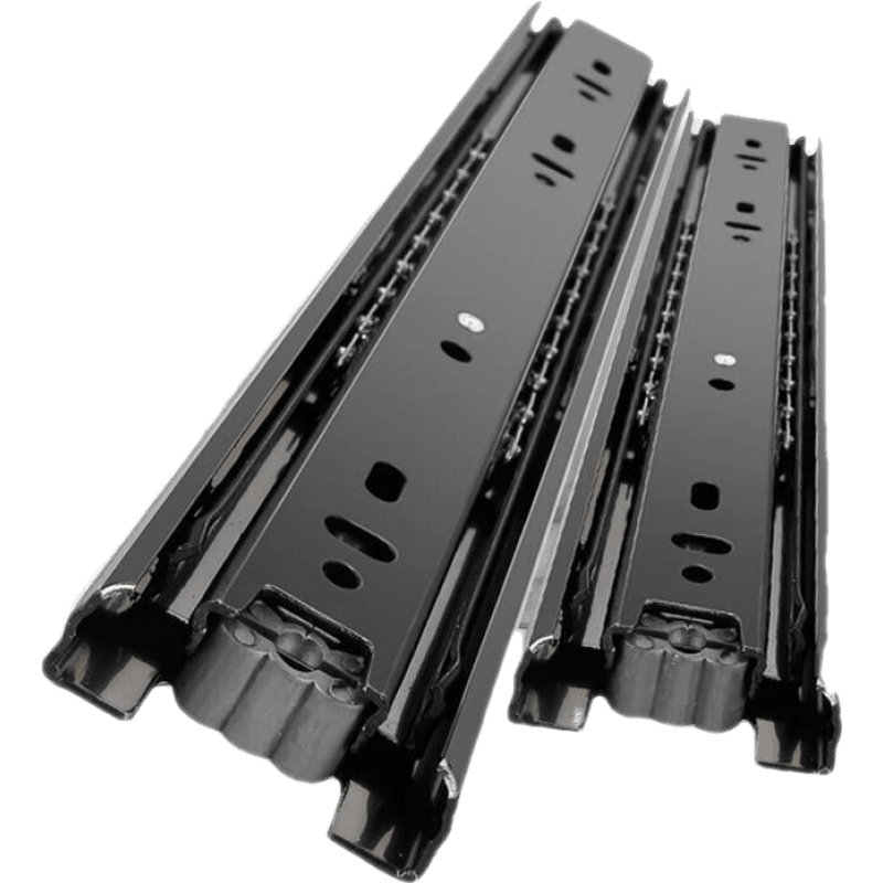 【安装师傅力荐】卡贝抽屉轨道滑轨轻音加厚衣柜衣橱柜滑槽抽屉阻尼滑道家用五金配件 三节黑钢靜音18寸=45cm*一付两只