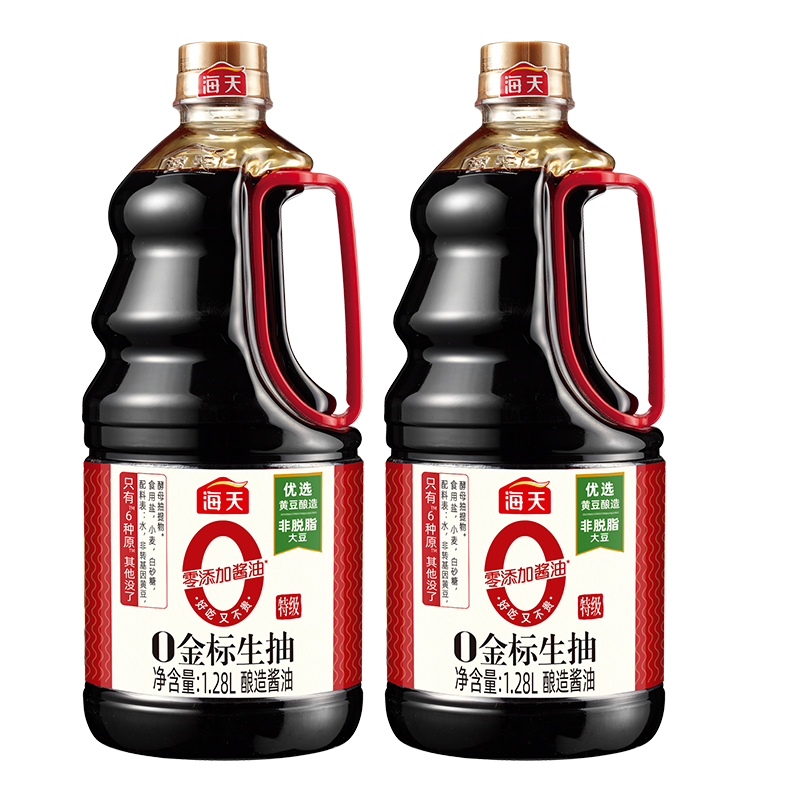 海天(haday)零添加酱油0金标生抽1.28l黄豆酿造 0金标生抽1.