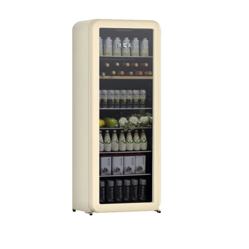哈士奇HCK冰吧单门家用203升冰箱冷藏纤薄冰吧茶叶保鲜柜嵌入式恒温大容量立式冷柜冰柜哈士奇SC-208RI 奶茶色