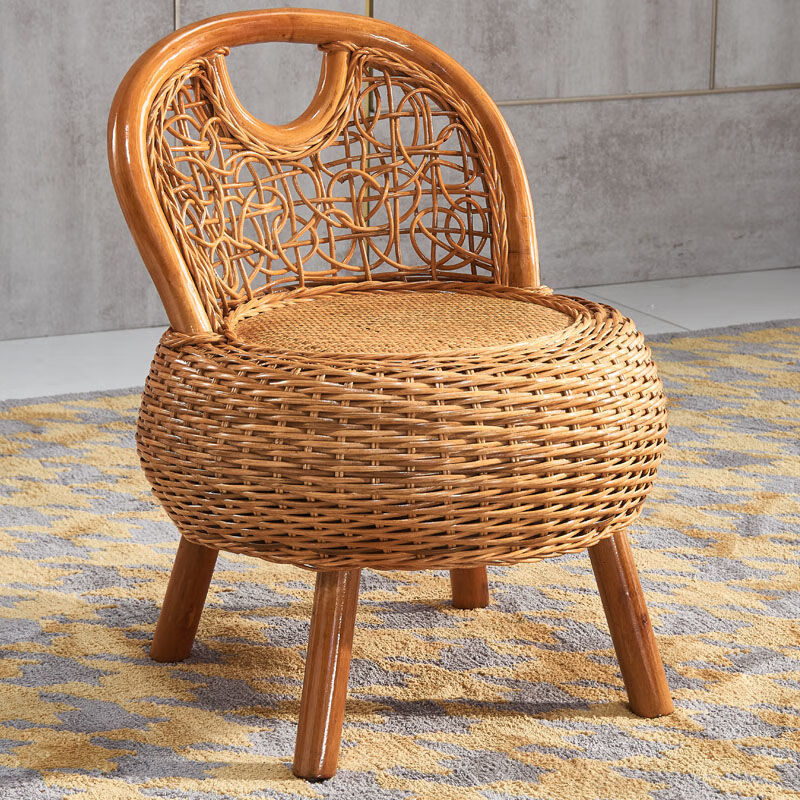 鑫妍达  真藤椅子茶几三五件套 客厅阳台桌椅组合 小藤椅靠背椅矮凳换