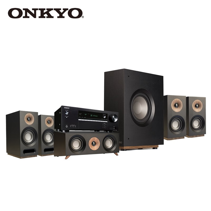 ONKYO安桥TX-SR393 +尊宝S803 功放机 5.1声道家庭影院套装 4K杜比全景声 DTS:X 蓝牙优化 黑色
