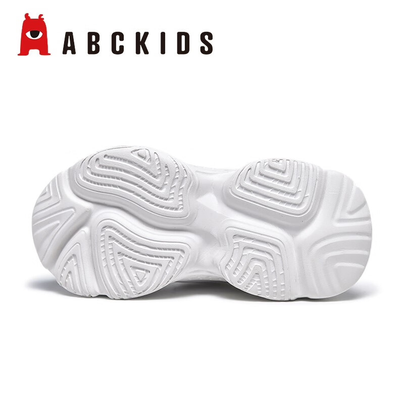 ABC KIDS儿童纯白小白鞋皮面防水男童女童幼儿园魔术贴软底老爹运动鞋 双网白色 38