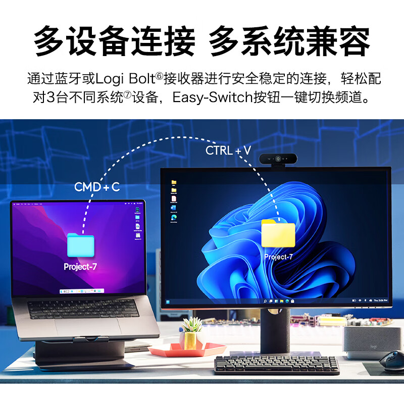 罗技(Logitech)MX 高性能低噪无线双模迷你机械键盘 84键 线性红轴