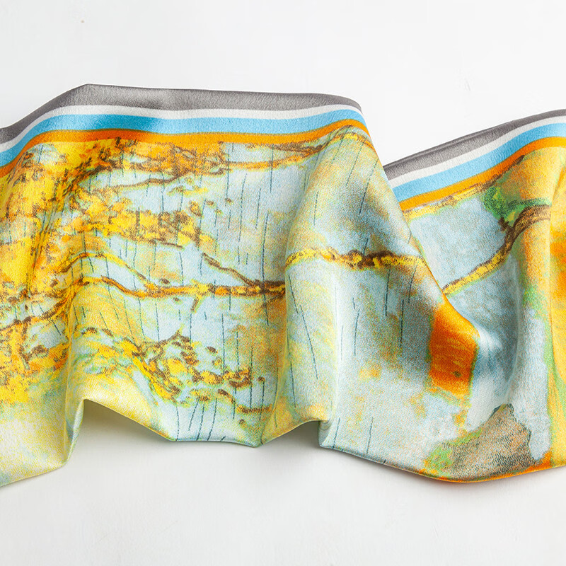 达芬奇密码韩版女士长条飘带绑包百搭礼物春秋季职业西装薄款领巾 秋日霞光 蓝色