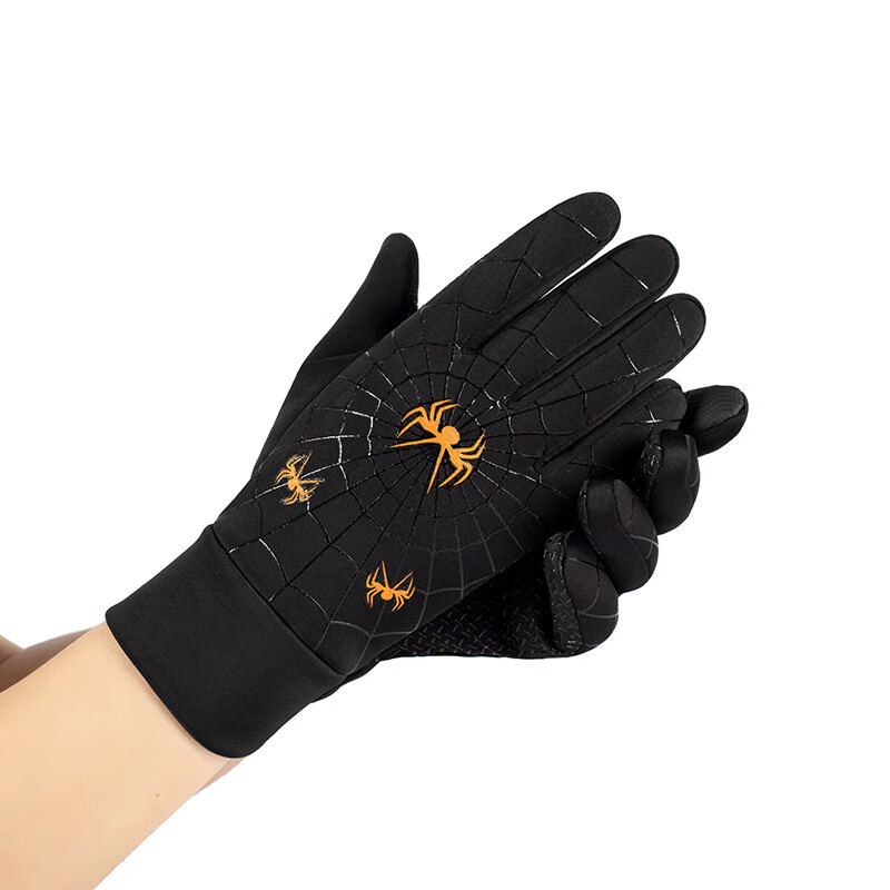 冀嘉宜冬季加绒手套 男士爬山开车户外运动骑行长指手套 防水蜘蛛保暖