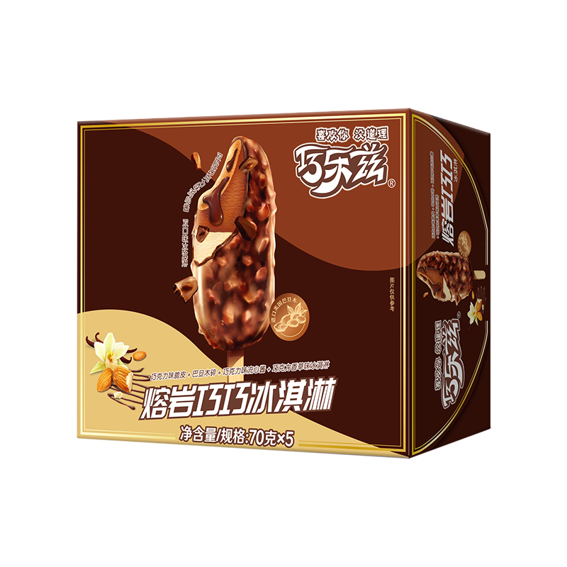 SHUHUA 舒化 伊利巧乐兹熔岩巧巧巧克力味脆皮冰淇淋70g*5支/盒