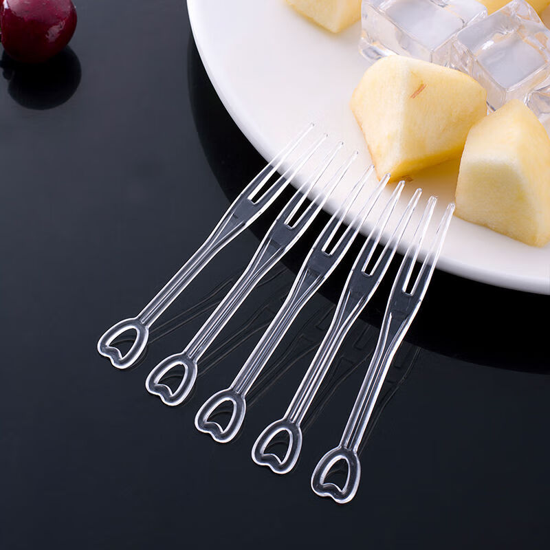 水果叉一次性水果签独立包装塑料水果叉子可爱套装家用爱心叉 薄款爱心叉透明100支（2发3）