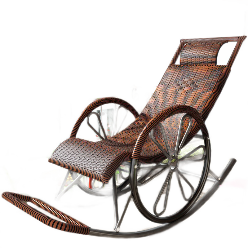 藤椅摇摇椅躺椅逍遥椅午休睡椅老人家用阳台休闲户外藤编 【普通款】黑红加厚扁线(实物图见图二)