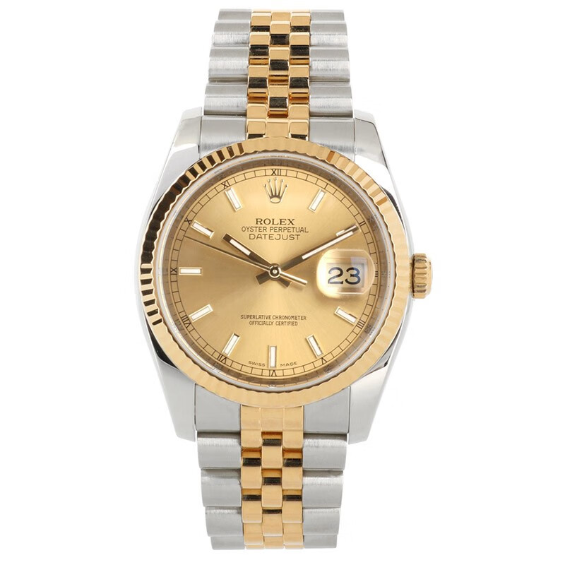 【二手95新】劳力士日志型116233香槟盘间金自动机械日期显示手表男