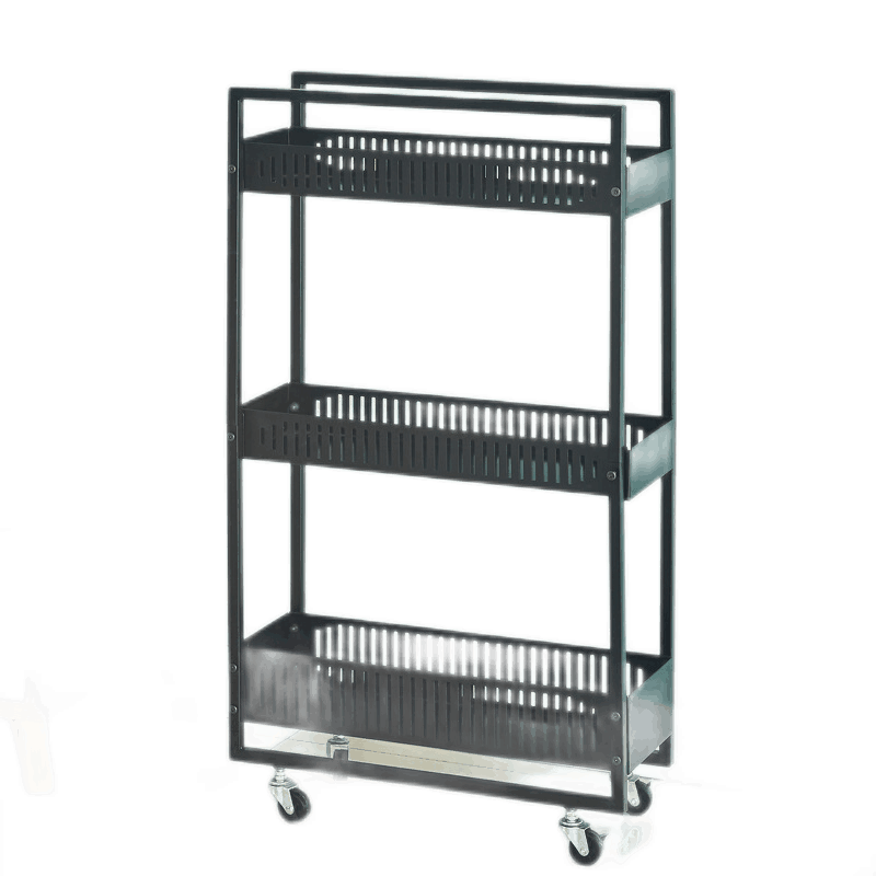 宜厨纳厨房冰箱夹缝隙收纳储物置物架落地多层带轮可移动侧边窄缝架 白色三层夹缝架