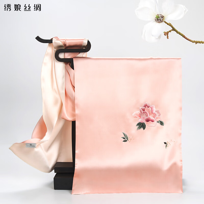 绣娘真丝丝巾女士苏绣披肩苏州送妈妈桑蚕丝手工刺绣百搭长围巾礼盒装