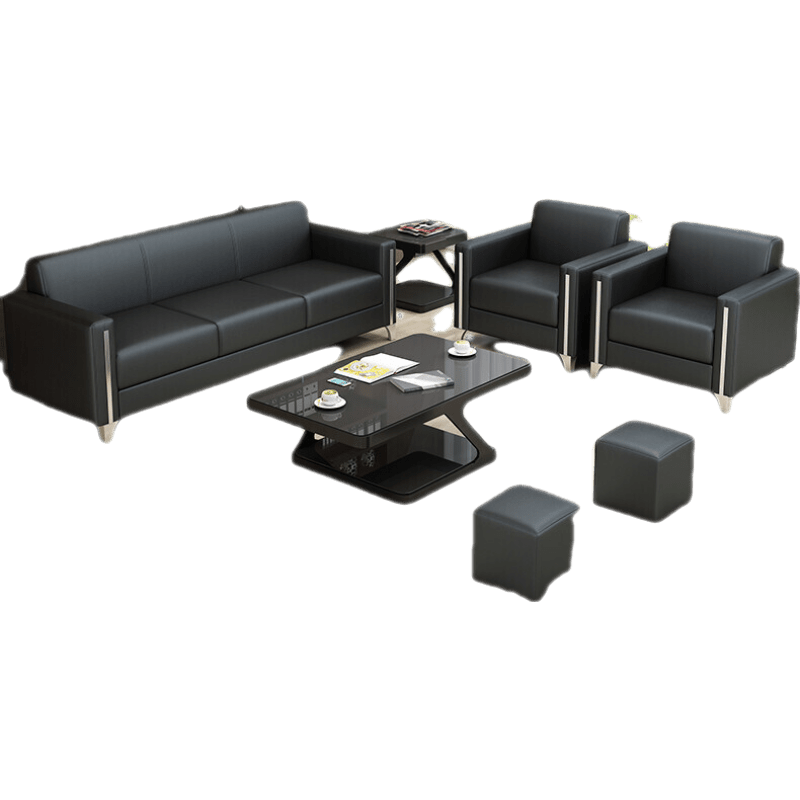 名驿 办公沙发现代简约商务老板会客接待皮办公室沙发茶几套餐组合 西皮单人位