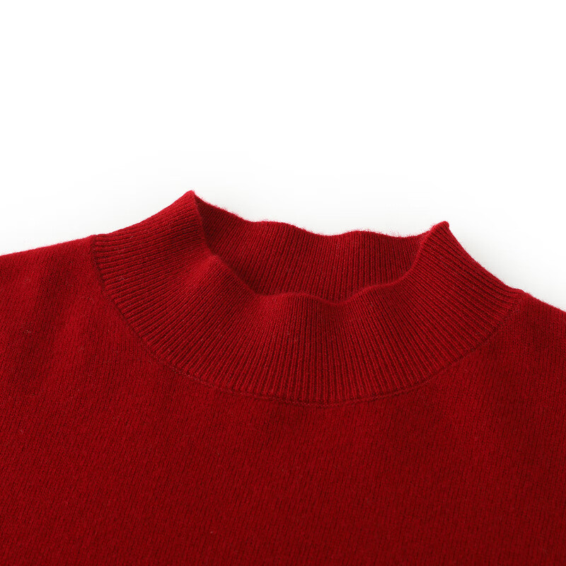 恒源祥纯羊毛衫半高领针织衫上衣女秋冬新款纯色套头保暖内搭打底衫毛衣 枣红 M /165/88A