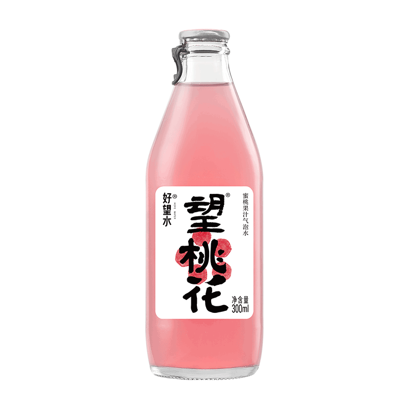 望山楂 好望水望桃花 蜜桃子味0脂肪中式气泡果汁健康饮料饮品300ml*6瓶 整箱
