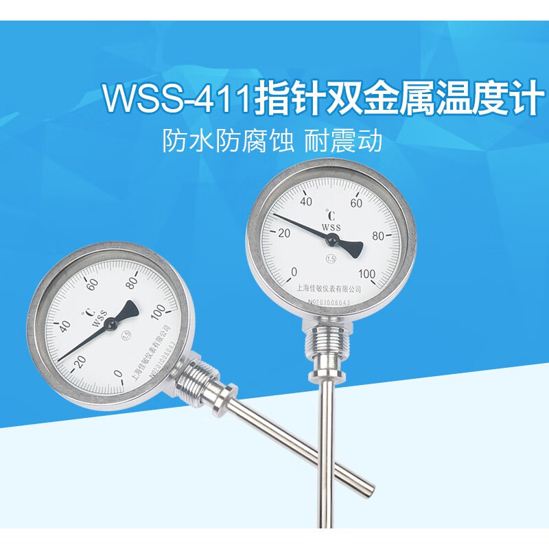 指针双金属温度表 双金属温度计 锅炉管道 工业温度计径向 0~50℃(100