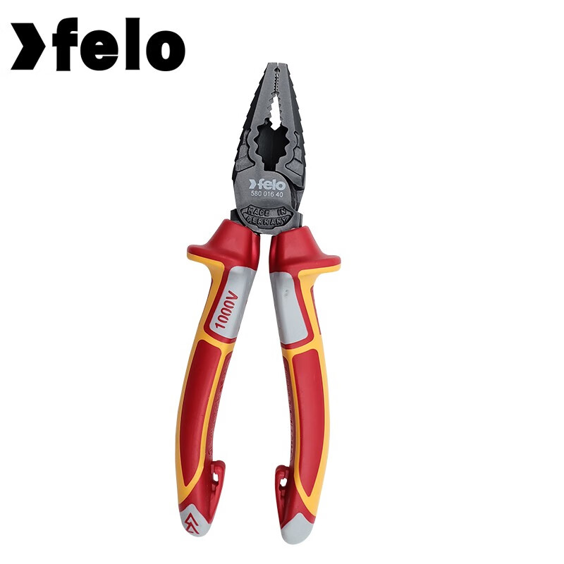 felo绝缘钢丝钳德国原装进口工业级1000v电工耐高压老虎平嘴 6寸绝缘