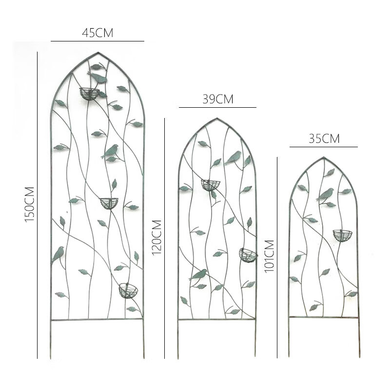 刘不丁欧式做旧铁艺小鸟巢爬藤架子花支架户外屏风植物爬藤架月季