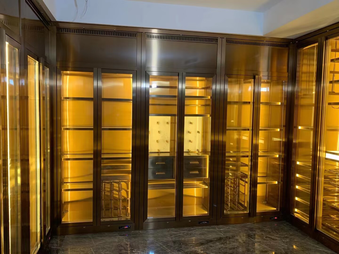 mdng轻奢不锈钢恒温酒柜定制酒窖常温红酒柜不锈钢酒架不锈钢展示柜